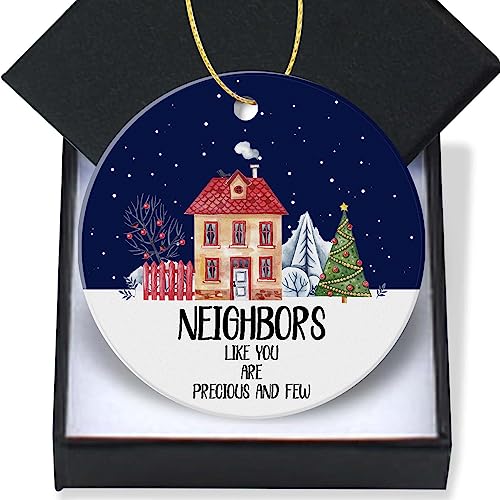 Neighbor Christmas Ornament 3 Inch Ceramic Keepsake with Gold Hanging String