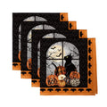 Halloween Cloth Napkins Set of 4 - Buffalo Plaid Pumpkin Orange & Black 18x18