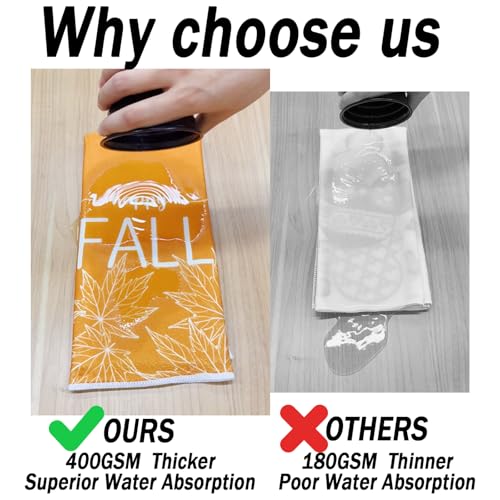 Fall Kitchen Towels Set - 4 Thick Pumpkin & Maple Leaf Dish Towels for Autumn Decor