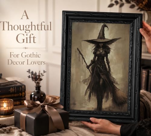 Halloween Witch Wall Art Canvas Framed 24x16 Inch Gothic Mysterious Decor Variation of THIS listing