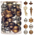Christmas Tree Ornaments Set - Copper & Gold Holiday Decorations, Shatterproof, 60pcs - Valery Madelyn