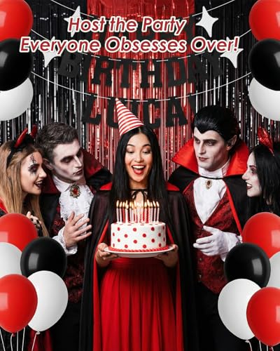 Vampire Themed Birthday Banner & Balloon Set - Happy Birthday Loca