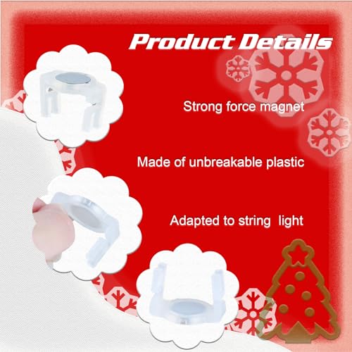 Magnetic Christmas Light Clips for E17-C9 Sockets - Nickel, 50 Pack