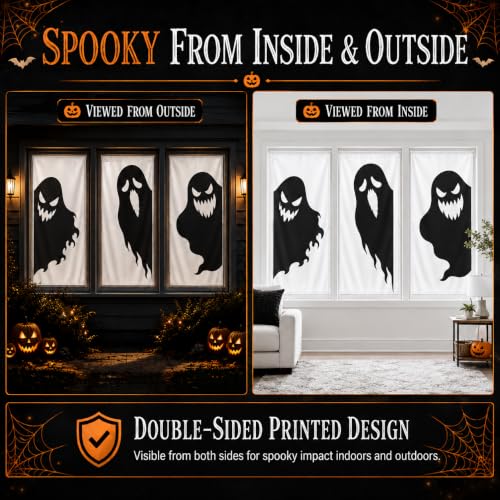 Large Ghost Window Decorations Set - Halloween Silhouettes for Indoor Outdoor Decor