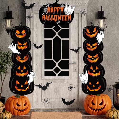 Halloween Pumpkin Door Banner Set - Spooky Porch Decorations for Front Doors & Walls
