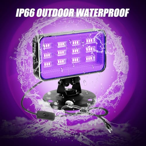 30W Waterproof Outdoor UV Black Light Flood Light for Glow Parties and Halloween