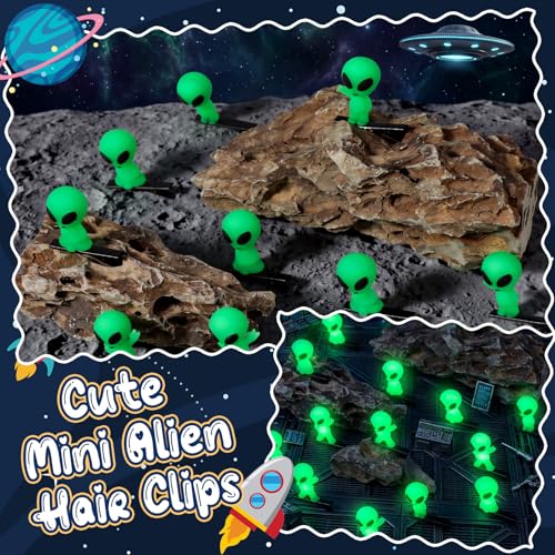 Assorted Styles Green Glow Alien Hair Clips 30 Pack - Cosplay Party Accessories