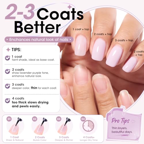 GELLEN 4-in-1 Illuminating Nail Concealer Base Coat - Lavender Purple Variation