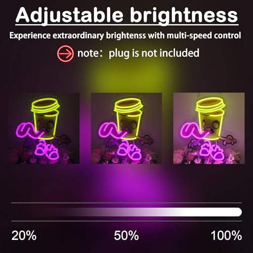 Zombie Cup Neon Sign - Yellow LED Spooky Wall Decor for Halloween & Parties
