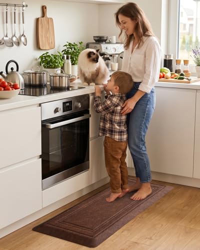 Brown Anti-Fatigue Kitchen Mat 20x40 Inch Extra Thick Cushioned Floor Mat