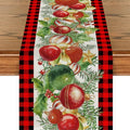 Christmas Gingham Table Runner 13x72 inch - Red & Black Plaid Holiday Decor