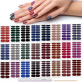 Dark Solid Color Glitter Nail Polish Strips - 24 Sheets with Bonus File & Cuticle Stick - Variation of Glitter & Solid Color-03