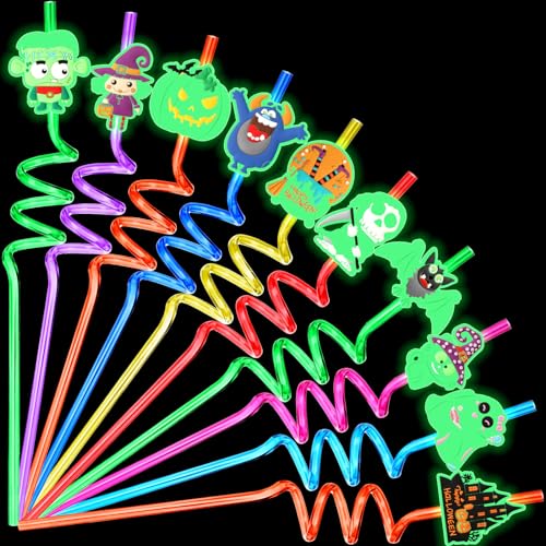 Halloween Glow Luminous Reusable Plastic Straws - Style Variation