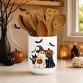 Halloween Ceramic Utensil Holder Pumpkin Ghost Vintage Kitchen Organizer