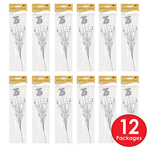 12 Piece Silver Glittered Number 25 Star Centerpieces for 25th Birthday & Anniversary