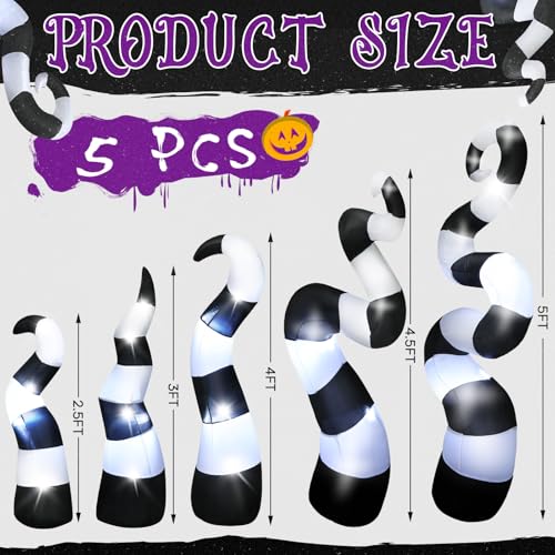 Halloween Inflatable Lighted Giant Striped Desert Worm Set - Sandworm Variation
