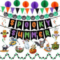 Summer Halloween Banner Decorations Set with Honeycomb Balls & Tropical Charms