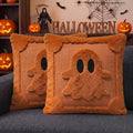 Halloween Ghost Caramel Throw Pillow Covers 18x18 Inch Set of 2 - Spooky Plush Faux Fur Decor