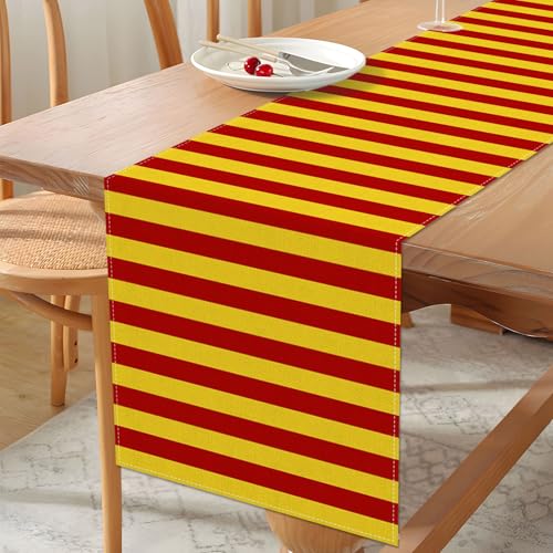 Vohado Wizard Table Runner 13x72 Inches Halloween Witch Party Decor Red & Gold Stripes