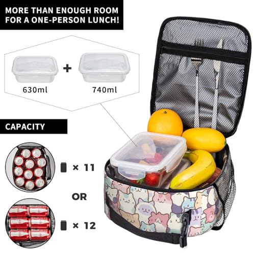 Cute Colorful Cats Insulated Lunch Bag for Kids and Teens - Kids Lunch Box