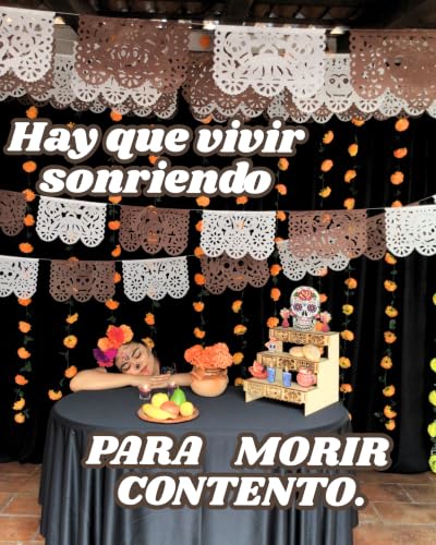 Dia de Los Muertos Papel Picado Banner - 5 Pack Brown & White Decor
