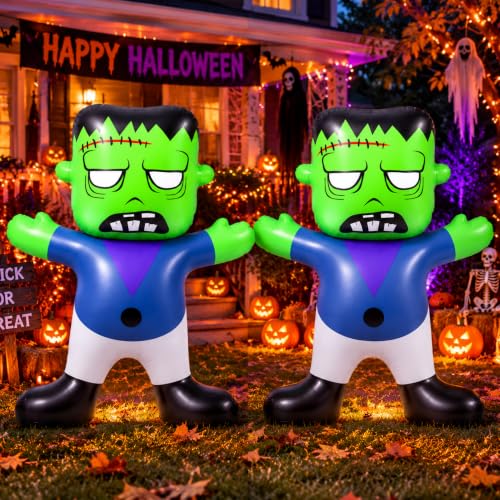 Halloween Inflatable Decorations - 2 Pack, 3.6 Ft Green Balloons Yard Decor - Indoor & Outdoor