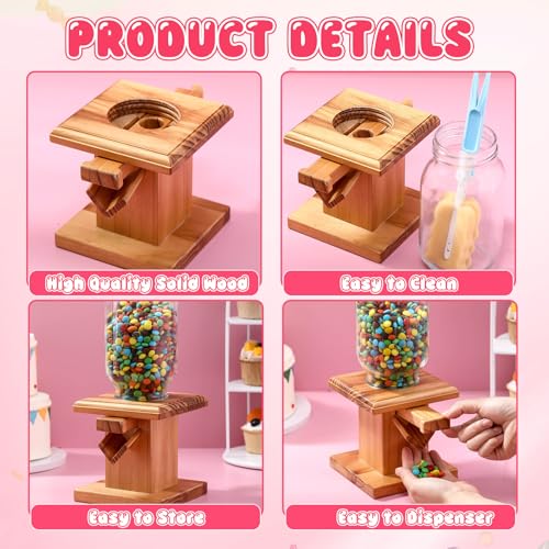 Wooden Candy Dispenser Machine - 2 Pack Light Brown Snack Storage Countertop
