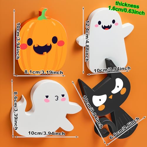 Halloween Wooden Sign Set for Tiered Tray Decor - Ghost Pumpkin Cat
