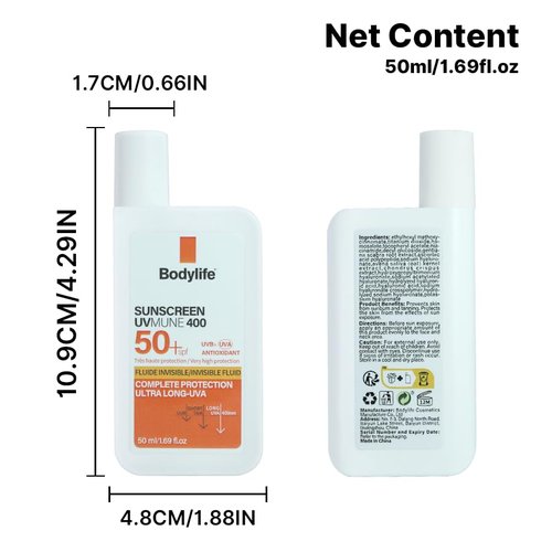 Face Sunscreen SPF 50+, Broad Spectrum SPF + Antioxidants, Titanium Dioxide & Zinc Oxide Sunscreen, For Sun Sensitive Skin, Oxybenzone Free 1.69fl.oz