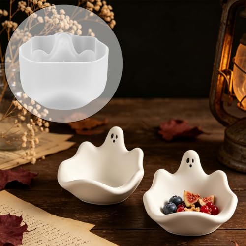 Halloween Ghost Candy Bowl Mold - Cute Ceramic Trick or Treat Serving Dish