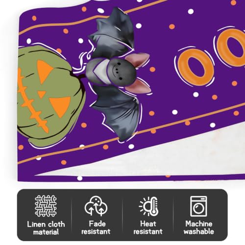 Halloween Pumpkin Ghost Table Runner 13x72 Inch for Dining & Party Decor