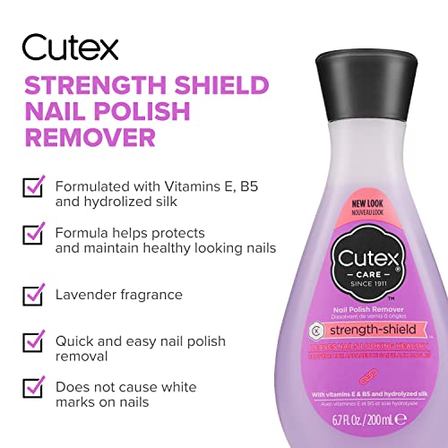 Cutex Strength-Shield Nail Polish Remover Pack of 2 - Vitamins E B5 Silk, 6.7 Fl Oz