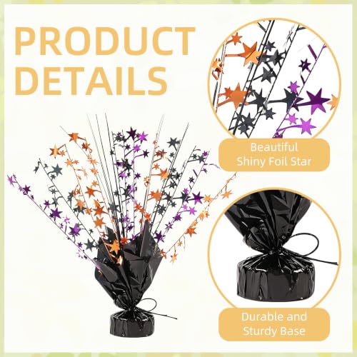 12 Pack Metallic Foil Star Centerpiece Spray - Black, Orange, Purple Party Decor
