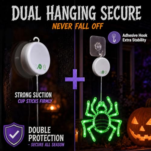 Rechargeable Halloween Window Lights Set - 3 LED Silhouettes with Timer & Flash Modes