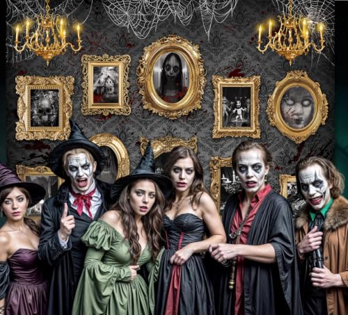 Halloween Haunted Mansion Backdrop Banner 8x6FT Gothic Spooky Photo Booth Decoration - Variation of THIS listing