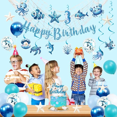 Ocean Theme Birthday Decorations Set for Kids and Adults - Beach Party Supplies