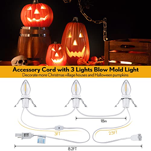 Accessory Cord with 3 LED Light Bulbs - Christmas Village Light Set - 6 Pack - Warm White