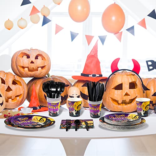 Halloween Birthday Party Plates & Napkins Set for 50 Guests - Serve 50 - Tableware Serve 50