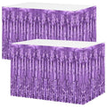 Light Purple Foil Fringe Table Skirts - 2 Pack 29.5x108 Inch Party Decor