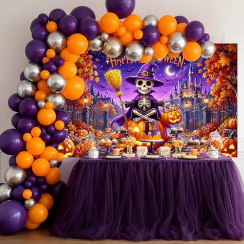 Halloween Banner Witch Theme Purple 70.8x43.3 Inches - Horror Party Decor