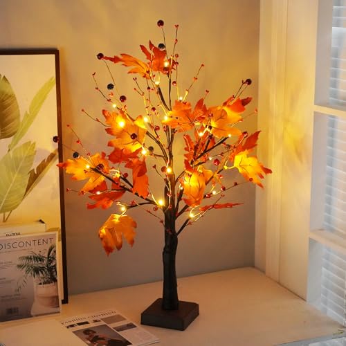 Lighted Fall Maple Tree Decor for Home & Events - Autumn Table Centerpiece