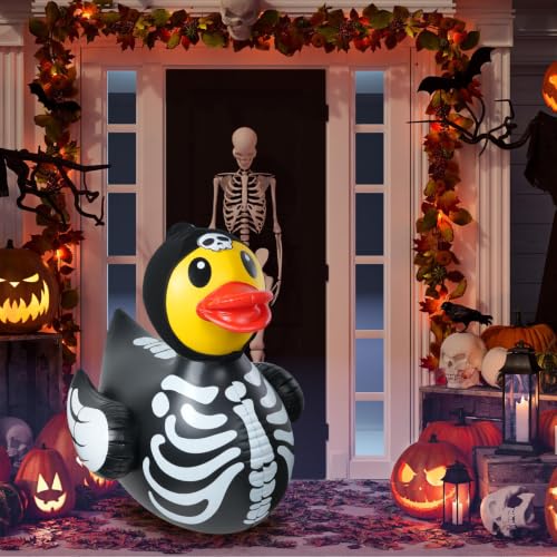 Halloween Skeleton Duck Inflatable Yard Decor - 4.6ft Giant Blow-up Pool Float - Bone Duck Variation