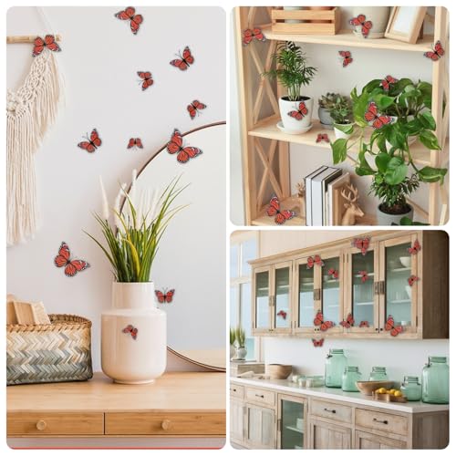 24PCS 3D Monarch Butterfly Wall Decor Set - Realistic Butterfly Decorations for Home & Party