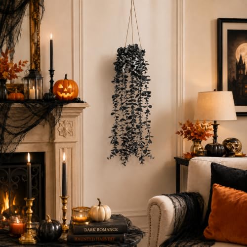Black Faux Hanging Gothic Plants for Halloween Decorations - Variation of THIS listing