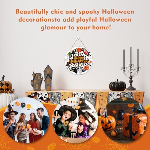 Halloween Door Decorations - Ghosts and Goblins Wooden Sign - Spooky Home Decor