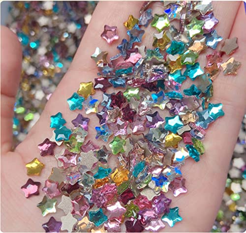 Small 50pcs Crystal Star Nail Charms - Multicolor 3D Glitter Gems for DIY Nail Art