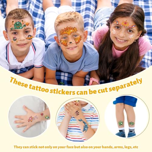 Partywind Glitter Temporary Face Tattoos for Kids - Face Painting & Party Fun