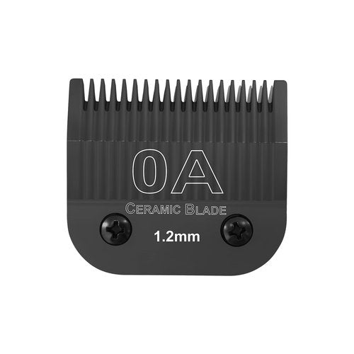 0A Ceramic carbon injection detachable 1.2mm scissors blade Compatible with Ainds, Oster A5, Wahl KM-10 and Other Series Clippers,Size 0A, 3/64 -Inchcut length chrome plated（1.2mm）black