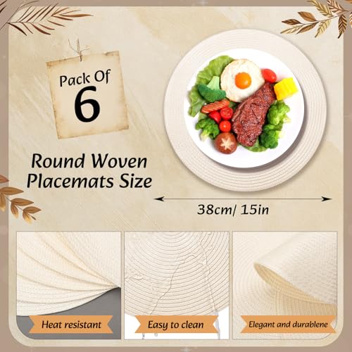 Ivory Boho Placemat and Table Runner Set - Farmhouse Style, 15" & 72" Variation 7