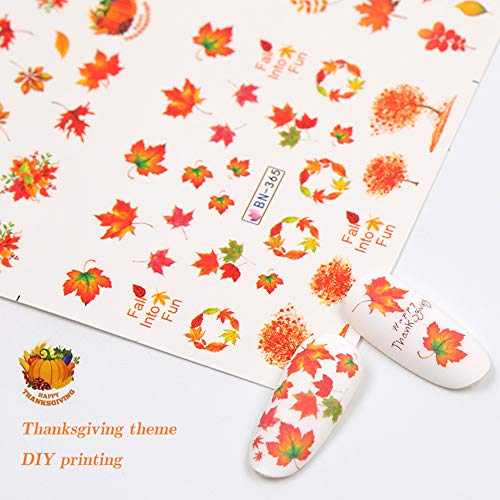 Fall Nail Stickers Autumn Maple Leaf Nail Art Decals - Thanksgiving Set A